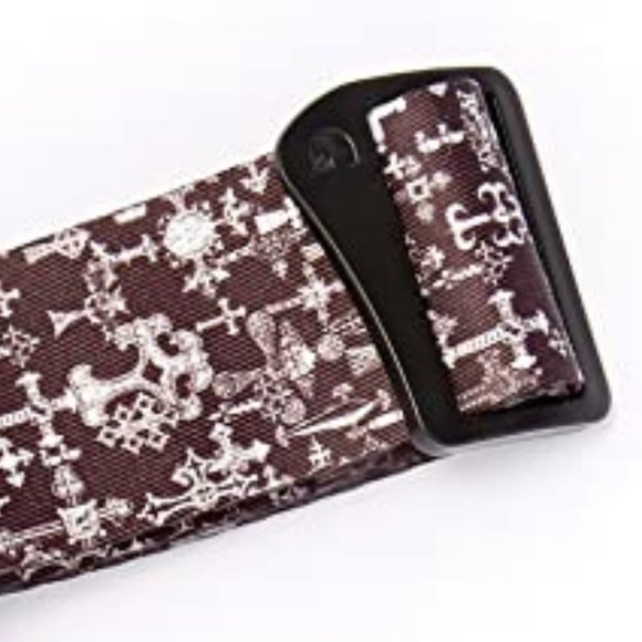 NEW D'Addario Planet Lock Woven Locking Guitar Strap Black White Gothic Crosses - Picture 4 of 6